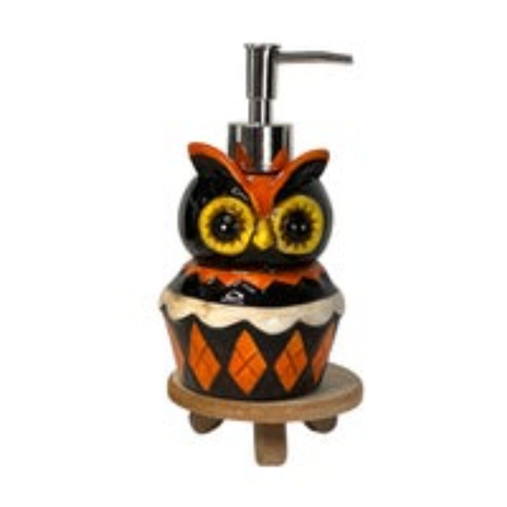 Johanna Parker Ceramic Owl Soap / Lotion Dispenser Vintage-Style NEW